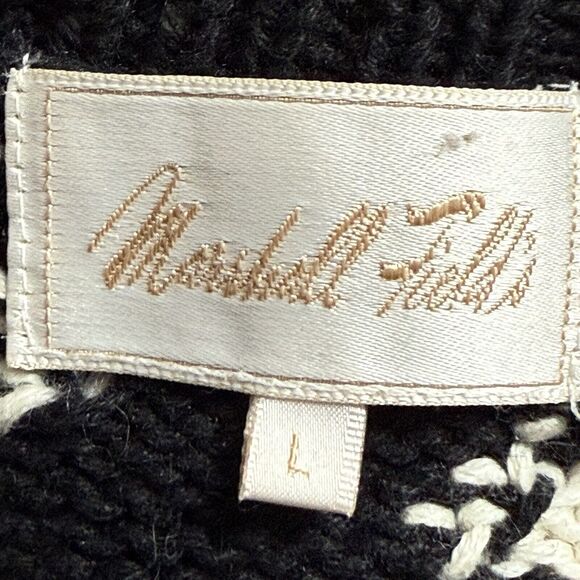 Marshall Field's Vintage Floral Intarsia Sweater Sz L Black White Cotton Blend - Picture 11 of 13